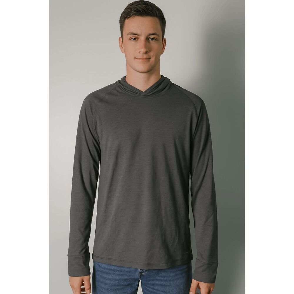 MOTION Men's Gray Athletic Pullover Hoodie Lightweight Long Sleeve Activewear S